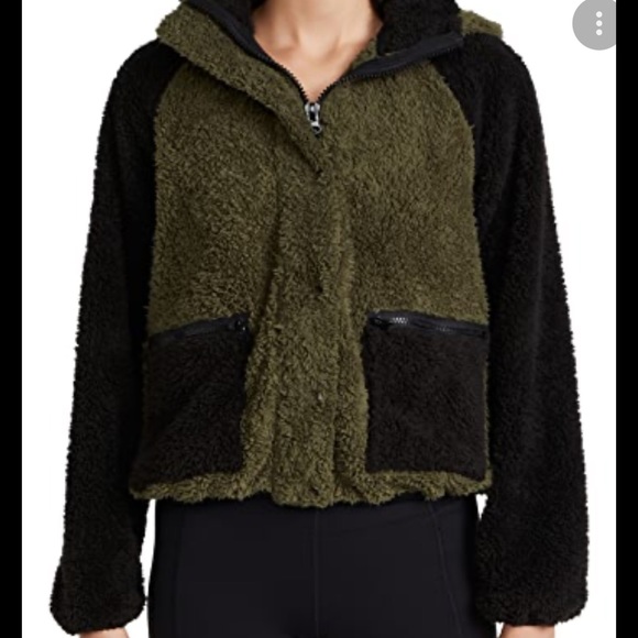 Revolve Plush Sherpa jacket army green/black. NWT! - Picture 1 of 3
